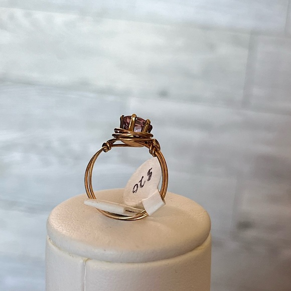 Handmade Topaz Ring Pink and Gold size 4 3/4 - Picture 3 of 6